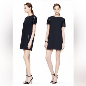 Club Monaco Cecilia Leather Sleeve Ponte Shift Dress Black Size 2